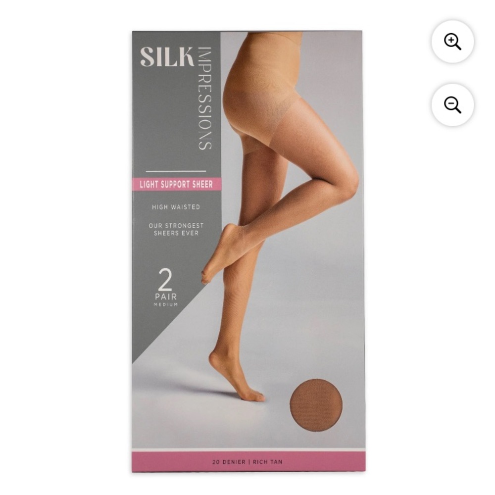 💜Silk Impressions 20Denier Sheer Rich Tan  light support Pantyhose Small